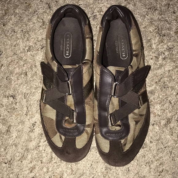 🖤COACH KYRA NO-TIE BROWN MONOGRAM C FASHION SNEAKERS SIZE 7-7.5🖤 - Picture 2 of 12